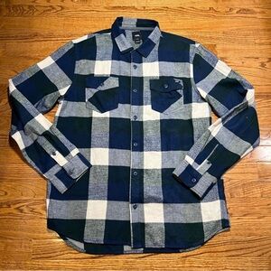 Vans Men's Blue and White Plaid Shirt, medium slim fit